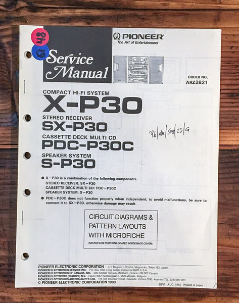 Pioneer X-P30 SX-P30 PDC-P30 S-P30 Stereo  Service Manual *Original*