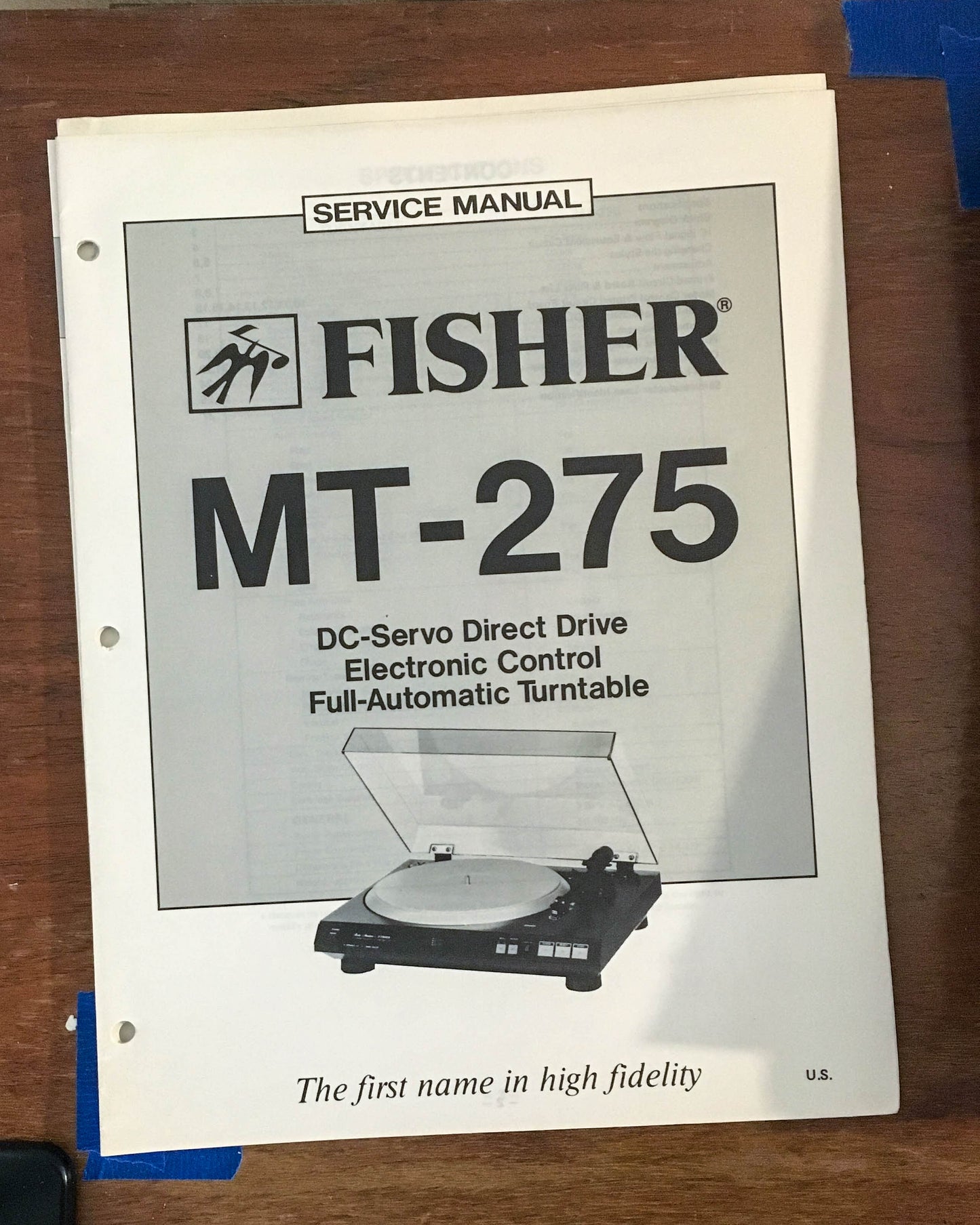 Fisher MT-275 Record Player / Turntable Service Manual *Original*