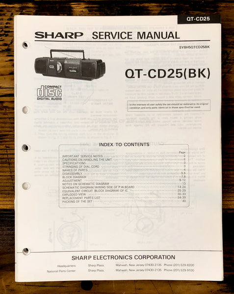 Sharp QT-CD25 Radio Service Manual *Original*