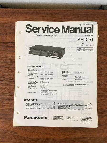 Panasonic SH-251 Equalizer Service Manual *Original*