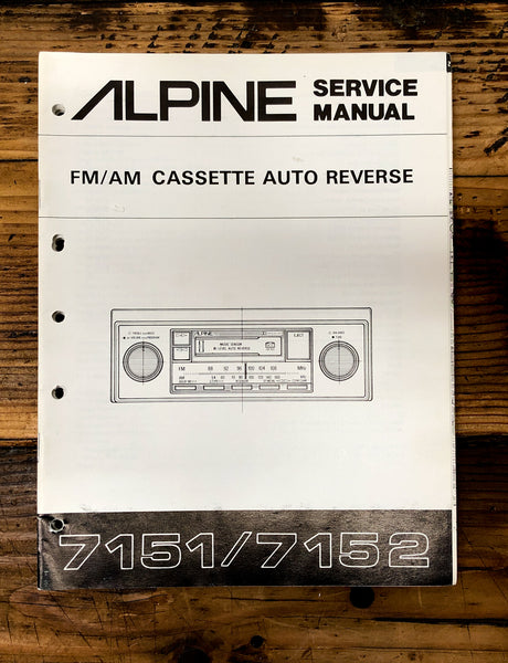 Alpine Model 7151 7152 Car Radio / Cassette  Service Manual *Original*