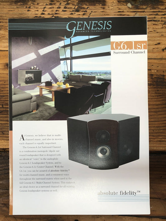 Genesis G6.1SR Speaker  Foldout Dealer Brochure *Orig*