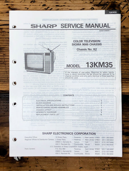 Sharp 13KM35 TV / Television Service Manual *Original*