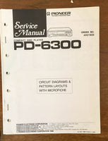 Pioneer PD-6300 CD Player Service Manual Notice *Original*
