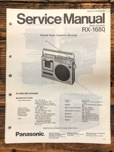 Panasonic RX-1680 Radio / Boombox  Service Manual *Original*