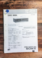 Sony TC-FX11 Cassette Deck  Service Manual *Original*