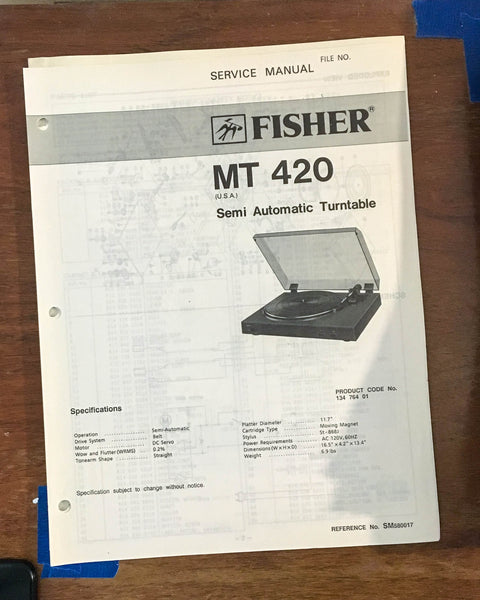 Fisher MT-420 Record Player / Turntable Service Manual *Original*