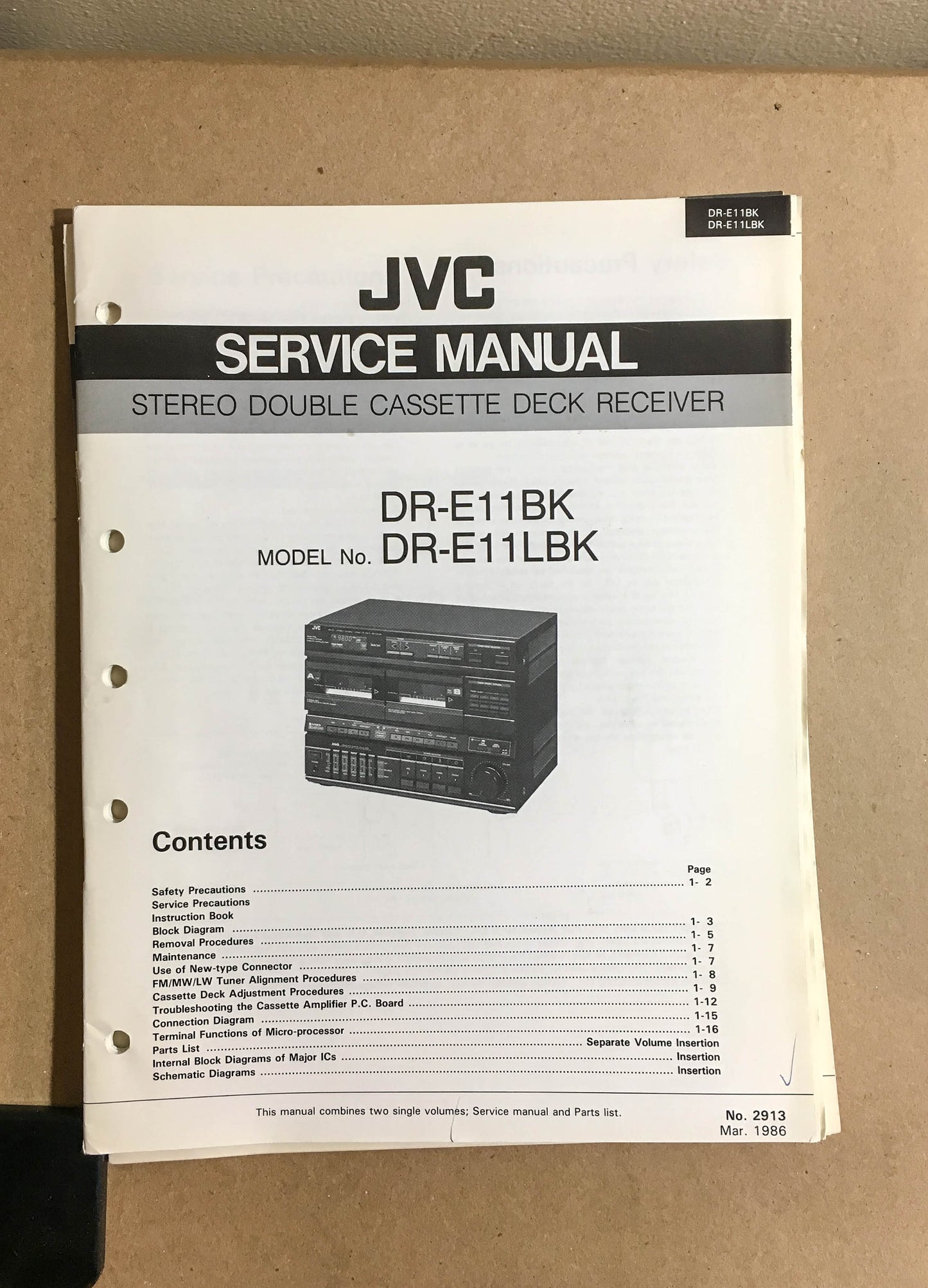 JVC  DR-E11BK -E11LBK Stereo System  Service Manual *Original*