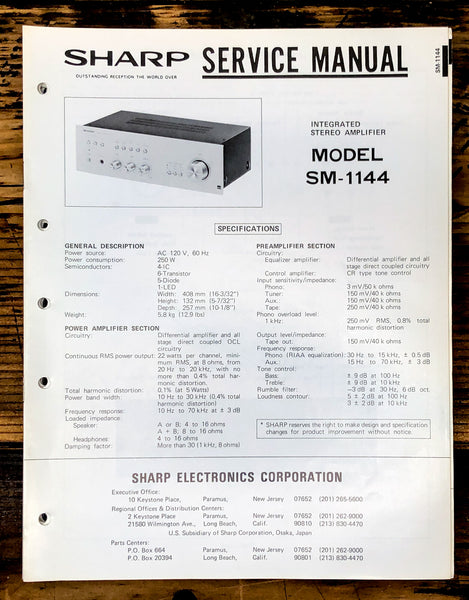 Sharp SM-1144 Amplifier Service Manual *Original*