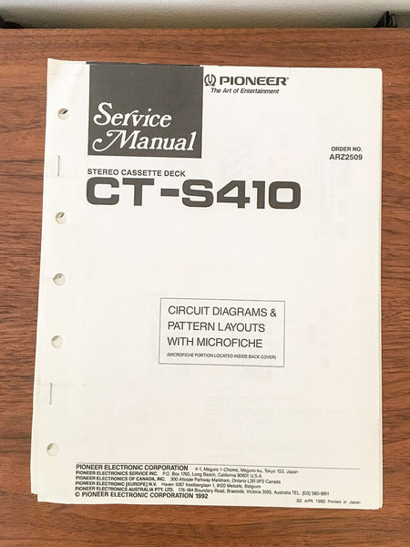 Pioneer CT-S410 Cassette Service Manual *Original*