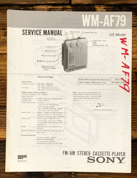 Sony WM-AF79   Service Manual *Original*