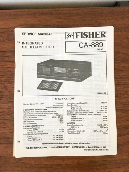 Fisher CA-889 Amplifier Service Manual *Original*