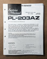 Pioneer PL-203AZ Record Player / Turntable Service Manual *Original*