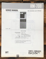 Sony RM-708 Remote Control  Service Manual *Original*