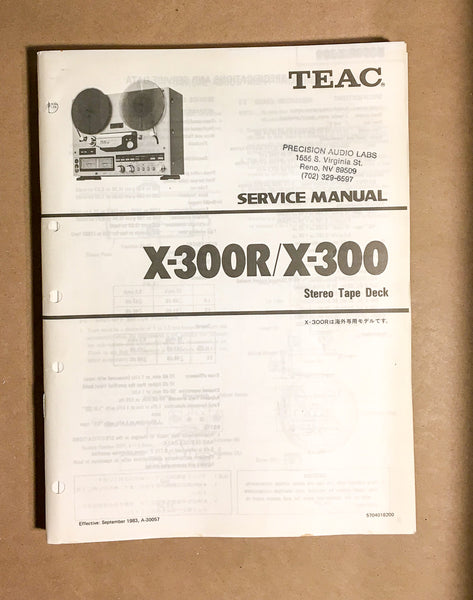 TEAC X-300R X-300 Reel to Reel Service Manual *Original*