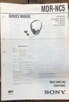 Sony MDR-NC5 Headphones  Service Manual *Original*