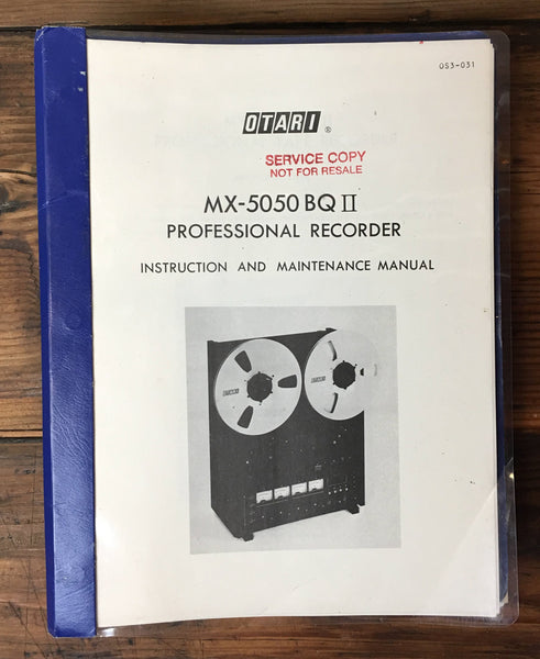 Otari MX-5050 BQ II Reel to Reel Owner & Service Manual *Original* #2