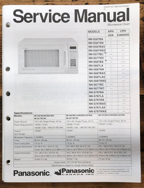 Panasonic NN-S587 -S577 -S677 -S787 Microwave  Service Manual *Original*