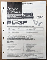 Pioneer PL-3F Record Player / Turntable Service Manual *Original*