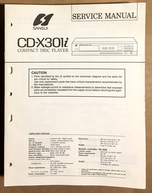 Sansui CD-X301i X301 i CD Player Service Manual *Original*