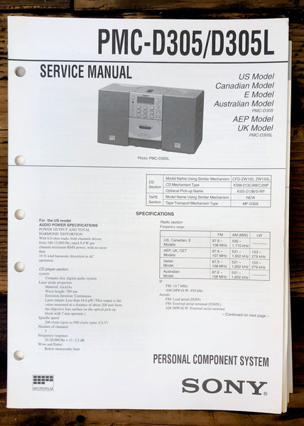 Sony PMC-D305 -D305L Stereo  Service Manual *Original*