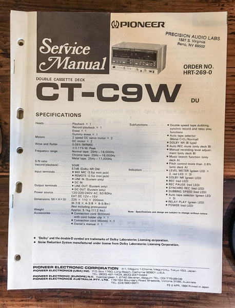 Pioneer CT-C9W Cassette Service Manual *Original*