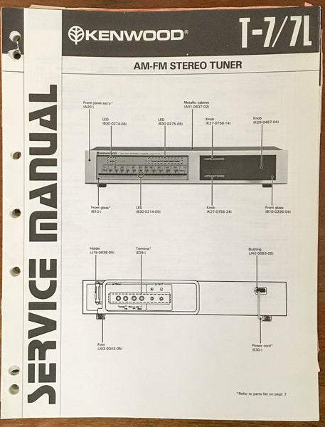 Kenwood T-7 7L Tuner  Service Manual *Original*