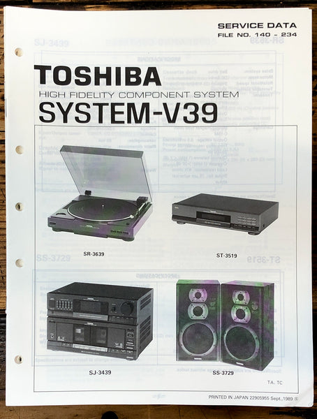 Toshiba System-V39 Stereo Service Manual *Original*