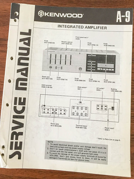 Kenwood A-9 Amplifier Service Manual *Original*
