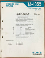 Sony TA-1055 Amplifier  Service Manual Supplement *Original*