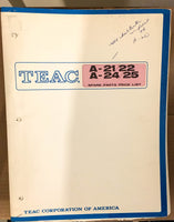 Teac A-21 A-22 A-24 A-25 Tape Spare Parts Price List Service Manual *Original*