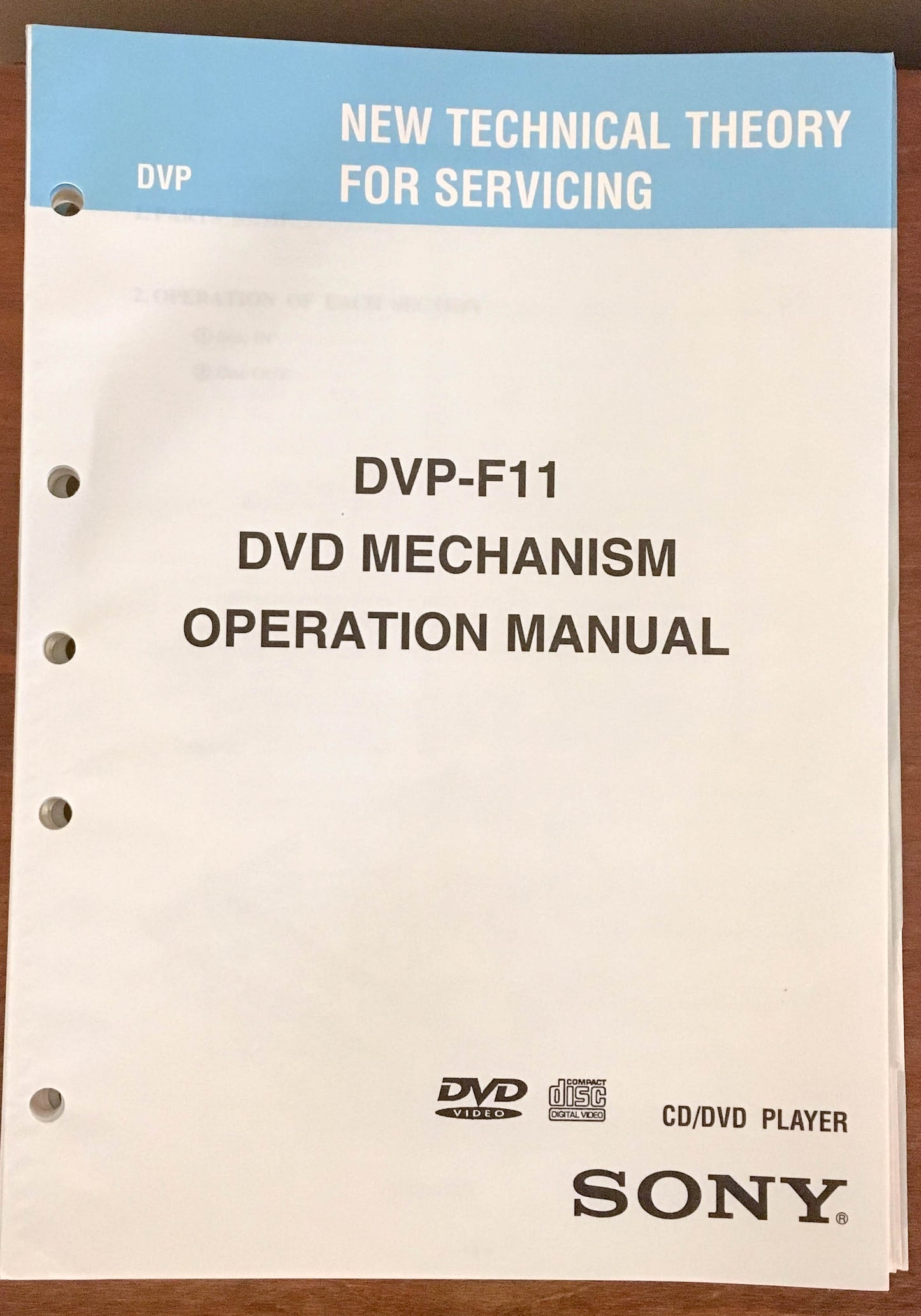 Sony DVP-F11 DVD Mechanism  Service Manual *Original*