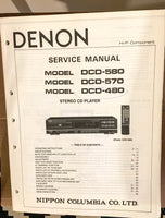 Denon DCD-580 DCD-570 DCD-480 CD Player Service Manual *Original*