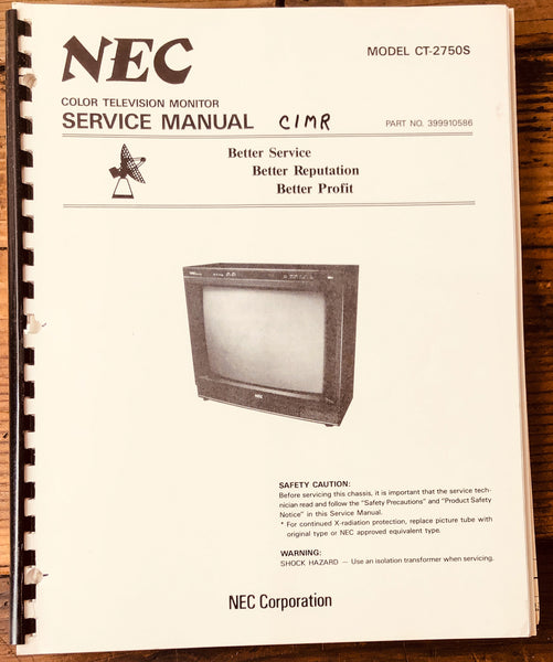 NEC CT-2750S TV Monitor  Service Manual *Original*