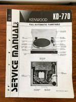 Kenwood KD-770 Record Player / Turntable Service Manual *Original*