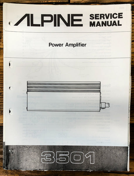 Alpine Model 3501 Power Amplifier  Service Manual *Original*