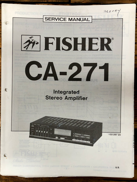 Fisher CA-271 Amplifier  Service Manual *Original*