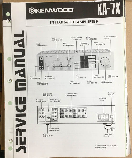 Kenwood KA-7X Amplifier  Service Manual *Original*