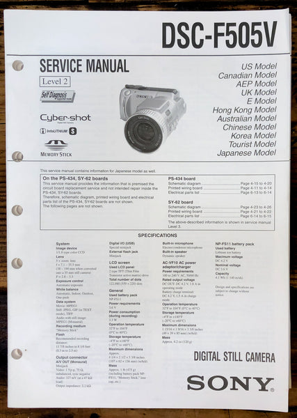 Sony DSC-F505V Camera  Service Manual *Original*