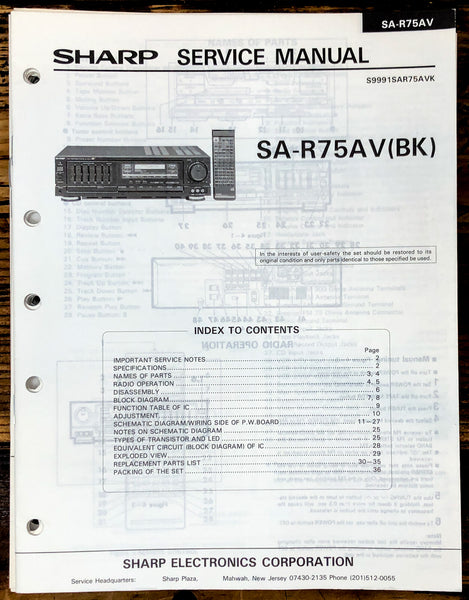 Sharp SA-R75A Receiver Service Manual *Original*