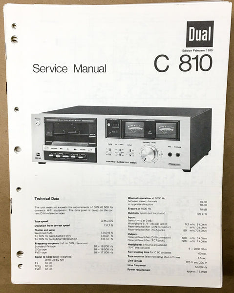 Dual C 810 C810 Cassette Service Manual *Original*