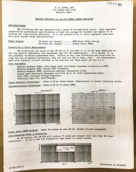 H.H. Scott Type 121-B Preamplifier Owners Instructions Manual *Original*