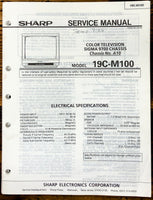 Sharp 19C-M100 TV / Television Service Manual *Original*