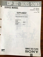 Sony CDP-302 302ES 520ES  Service Manual Supplement *Original*