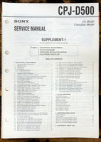 Sony CPJ-D500 LCD Projector Supp. Service Manual *Original*