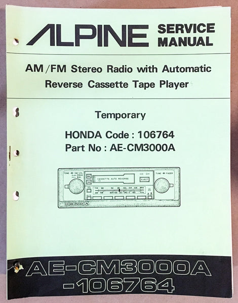 Alpine CM-3000A Radio Cassette Service Manual *Original*