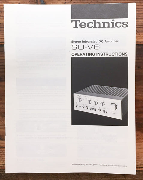 Technics SU-V6 Amplifier  Owners / User Manual *Original*