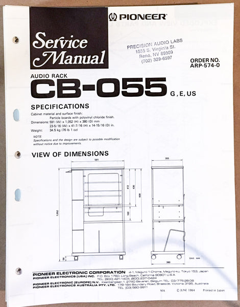 Pioneer CB-55 Audio Rack Service Manual *Original*