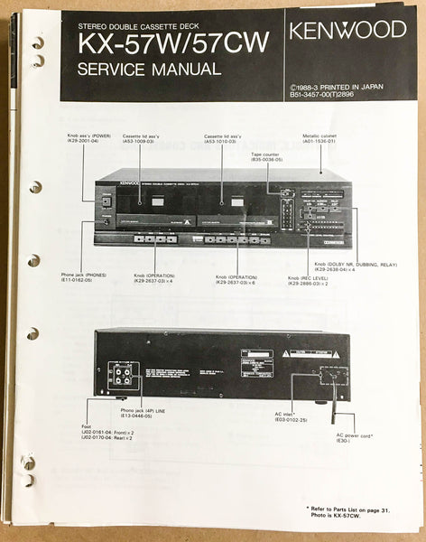 Kenwood KX-57W 57CW Cassette Tape Deck  Service Manual *Original*