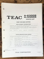 Teac A-2300 2300S A-3300S Reel to Reel  Parts List Manual *Original*